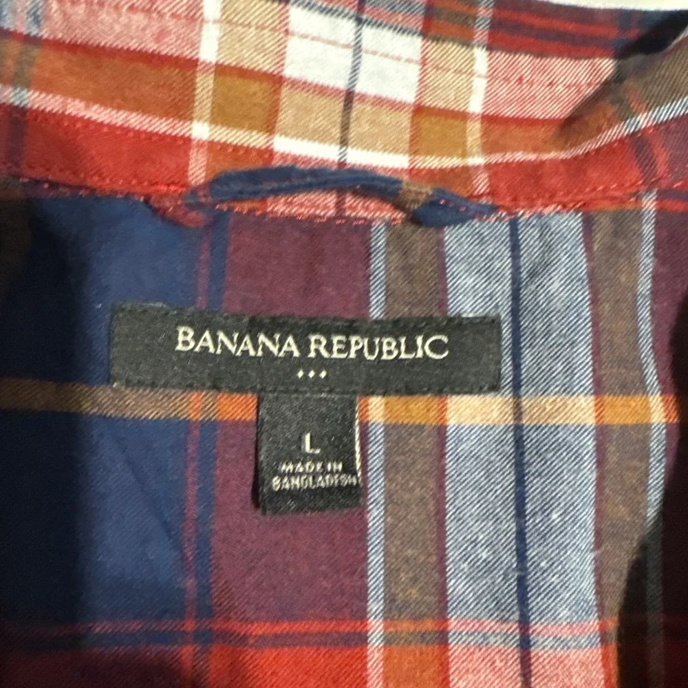 Banana Republic‎ Long Sleeve Button Down Shirt Plaid Men Sz Large With Pocket